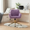 thumbnail image 2 of Swivel Makeup Desk Chair, Modern Leisure Armchair with Plush Fabric and Gold Metal Base, Fuzzy Height Adjustable Chair for Makeup Room, Living Room, Bedroom, 2 of 9