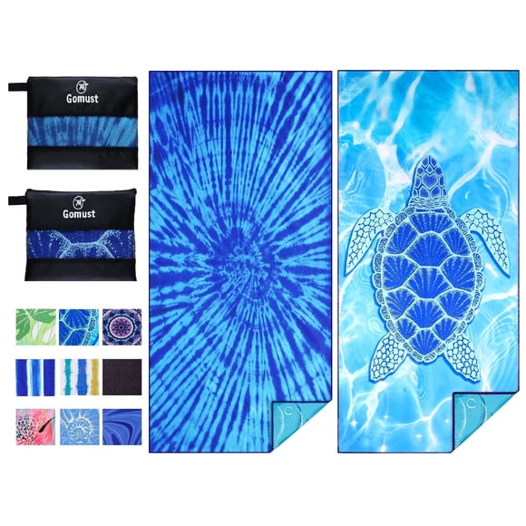 2 Pack Serviette de Plage Légère et Fine Surdimensionnée 71"x32 Pouces Grande Extra Grand en Microfibre Sans Sable Séchage Rapide pour Natation Voyage Camping