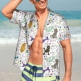thumbnail image 7 of Vsdgher Colorful Poodle Dog Print Men's Hawaiian Shirts Button Down Tropical Holiday Beach Shirts Vacation Clothes,X-Large, 7 of 7