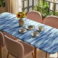 thumbnail image 3 of Navy Blue Vintage Table Cloths for 8 Foot Rectangle Tables, Stripes Painting Retro Abstract Art Patio Waterproof Elastic Fitted Tablecloths, Washable Rectangular Table Cover for Camping, 3 of 8