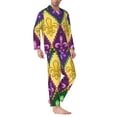 thumbnail image 2 of Salouo Mardi Gras4 Print Button-Front Long Sleeve Pajama Set for Men, Soft 2Pjs Men's Long Sleeve Sleepwear-Medium, 2 of 7