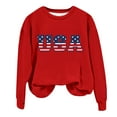 thumbnail image 4 of Beugl USA Sweatshirt on Sale, Women's Autumn Round Neck American Flag USA Print Loose Casual Pullover Sweatshirt USA Sweatshirt Women, Sweatshirt for Teen Girls Red M, 4 of 6