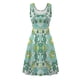 thumbnail image 4 of Vestido informal de verano para mujer, sin mangas, hasta la rodilla, plisado, para el sol, con estampado floral de arcoíris degradado teñido anudado Pompotops  ghjkhdj10671, 4 of 5