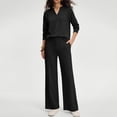 thumbnail image 4 of Womens 2 Piece Outfits V Neck Long Sleeve Sweatshirts & Casual Pocket Pants Sets Business Outdoor Running Outfits XL, 4 of 6