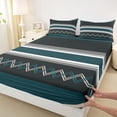 thumbnail image 3 of Homewish Fashion Stripes Lines Full Size Sheets, Olive Abstract Ombre Bed Sheets, Modern Square Triangle Sheet Sets, Lightweight Room Decor, 4pcs, 3 of 7