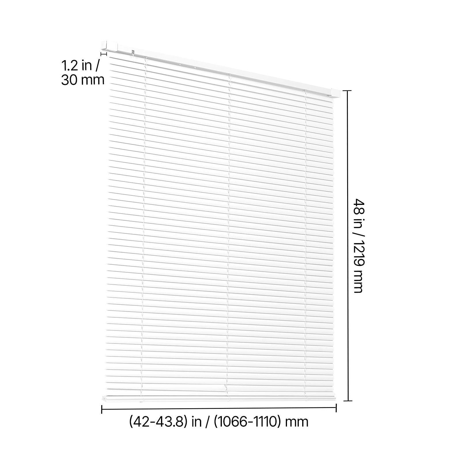 Cordless Blackout Mini Venetian Blinds 43.3 x 48 Inches 1 Inch Slats No Drill Easy Clean Adjustable White for Indoor Windows Home Decor
