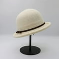 thumbnail image 2 of CoCopeaunts Women's Bucket Hat Wool Felt Bowler Hats Retro Soft Warm Autumn Winter Ladies Plain Cloche Basin Hat Black Hatband, 2 of 8