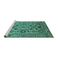 thumbnail image 2 of Ahgly Company Machine Washable Indoor Square Oriental Turquoise Blue Traditional Area Rugs, 4' Square, 2 of 4
