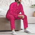 thumbnail image 5 of Salouo Rose Red Glitter Print Button-Front Long Sleeve Pajama Set for Men, Soft 2Pjs Men's Long Sleeve Sleepwear -Medium, 5 of 7
