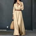thumbnail image 5 of Aimik Women's Long Sleeve Button Down Maxi Shirt Dress Belted V-Neck Loose Fit Casual Flowy Maxi Dress, 5 of 6