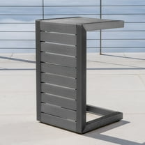 Miller Outdoor Aluminum C-Shaped Side Table, Gray