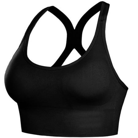 

1PC No Rims Underwear Sports Short Vest Traceless Fitness Bras Breathable Workout Underwear Size XL(Black)