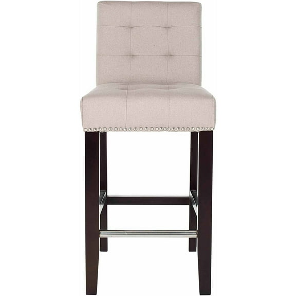 SAFAVIEH Thompson Rustic Glam Tufted Counter Stool with Footrest, Taupe