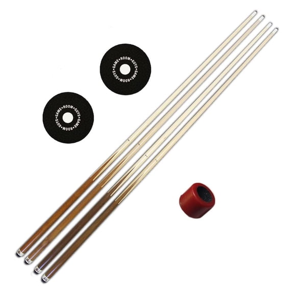 Billiard Pool Maple Cue Kit - 4 Sticks 18-21 OZ, 2 Spots, 1 Shaper