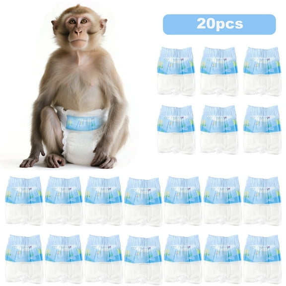 20PCS Disposable Monkey Diapers Pet Diapers with Adjustable Elastic WaistlineM
