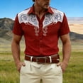 thumbnail image 2 of CONZONE Mens Buttons Down Shirts Short Sleeve Shirts for Men Trendy Western Cowboy Graphic Lapel Soft Lightweight Tops, 2 of 4