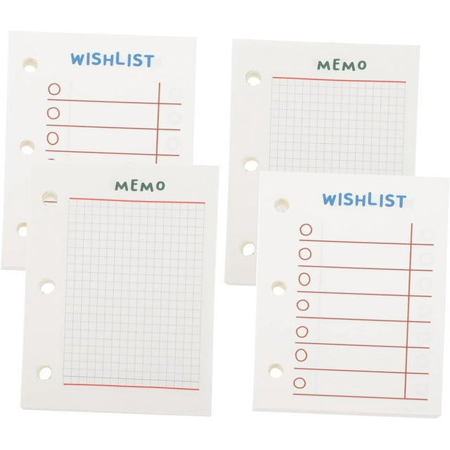 GFDYREE 4pcs Binder Schedule Core School Stationery Pages Home Daily Cm Cores Filler Detachable Line Spiral X Student Pads Loose- Pocket Goal Office Mini Supplies Journal Rings Hole