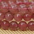 thumbnail image 4 of Natural A Grade Strawberry Quartz Gemstone 8mm Round Beads Stretch Bracelet 7" Unisex, 4 of 5