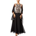 thumbnail image 1 of Jkara Womens Beaded Gown and Scarf A-line Dress, black, 18, 1 of 1
