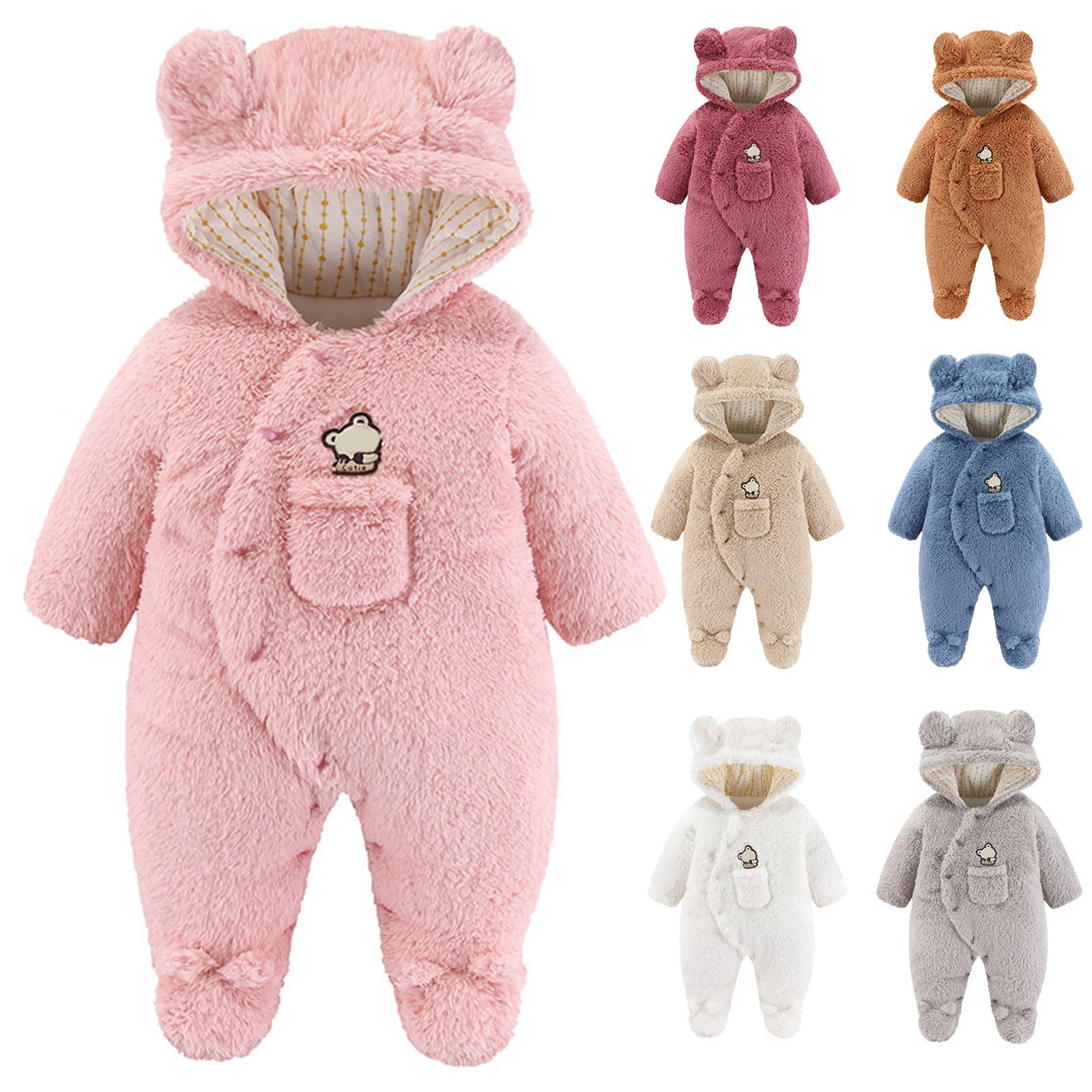 TopLLC Newborn Baby Winter Cotton Romper Cartoon Bear Snowsuit