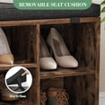 thumbnail image 3 of Entryway Shoe Bench with Storage & Cushioned Seat | Wooden Shoe Rack Organizer with Adjustable Shelves & Side Pockets for Hallway, Mudroom & Porch, Living Room, 3 of 8