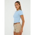 thumbnail image 3 of Womens Basic Short Sleeve Slim Fit T Shirts Soft Crewneck Crop Tee Summer Cute Gym Fashion Clothes, 3 of 4