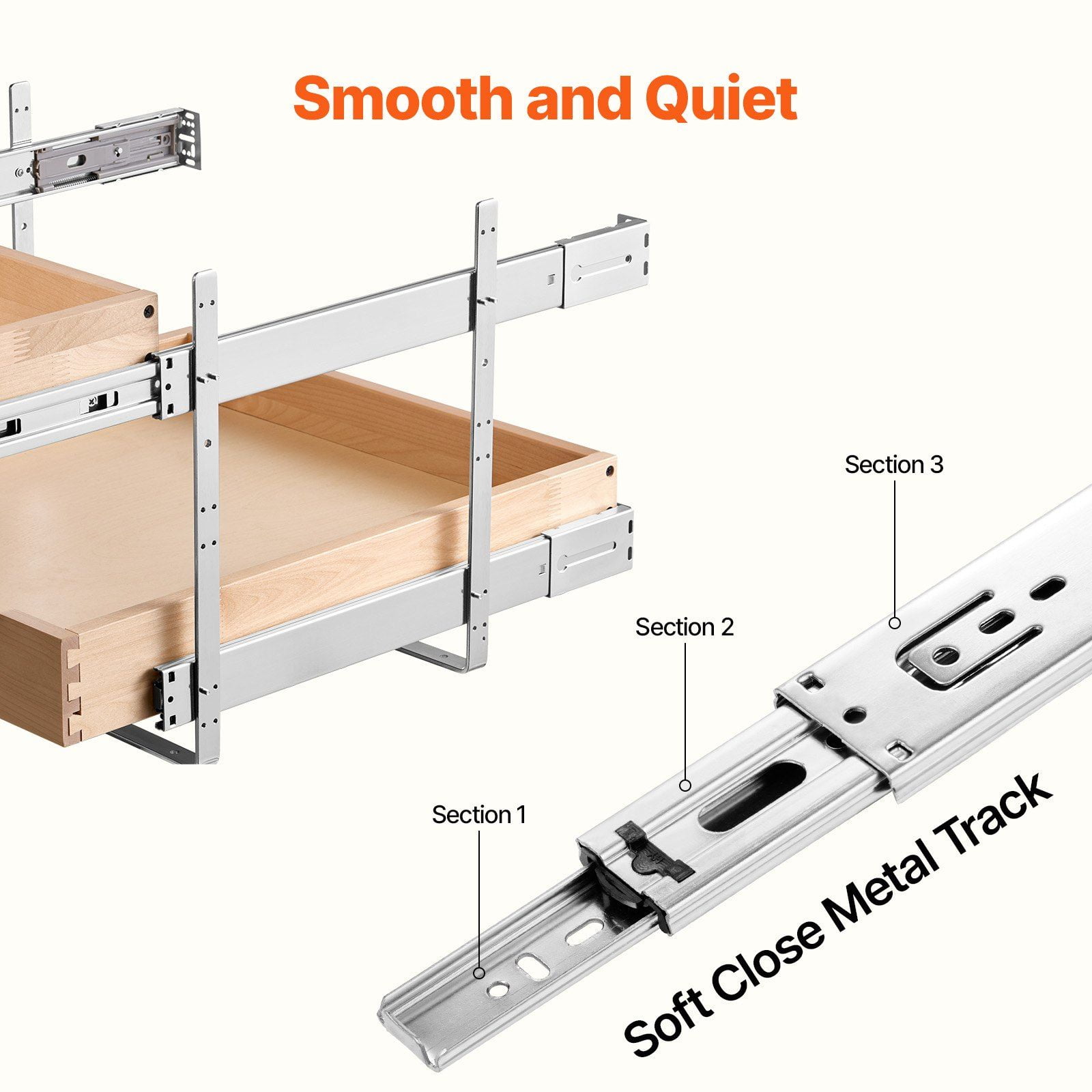 2 Tier Pull Out Cabinet Organizer with Soft Close Slides, Solid Birch Wood Drawer 20"W x 21"D, Adjustable Height Kitchen Storage Drawer for Base Cabinets, Under Sink & Pantry Organization