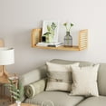 thumbnail image 3 of Ecowillon 17 Inch Rattan Wall Shelf, Wooden Hanging Bookshelf Storage, Natural Cute Nursery Shelves Wall Mounted, Boho Decorative Floating Shelves for Kids Room, Living Room, Play Room, Bedroom, 3 of 7