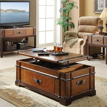 Riverside Furniture Laudes Steamer Trunk Lift Top Tail Table Riverside Furniture Laudes Steamer Trunk Lift Top Tail Table In Aged Cognac Wood