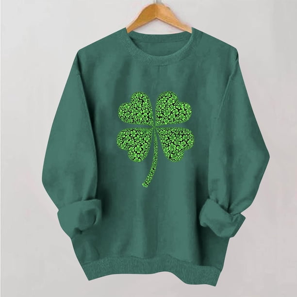 TaTaai Women St Patrick's Day Printed Crew Neck Long Sleeve Sweatshirt Ladies Casual No Hood Pullover Top Spring Daily Street Office Wear Soft Breathable No Fading Machine Washable Top Gift