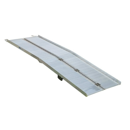 Folding Heavy Duty Ramp - HOMCOM 8’ Portable Textured Aluminum Folding Wheelchair Threshold Ramp