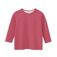 thumbnail image 5 of Efsteb Kids Girls 3/4 Sleeve T Shirts Comfy Cute Solid Color Loose Casual Summer Round Neck Three-quarter Sleeve Tops Blouses(Pink,11-12 Years ), 5 of 5