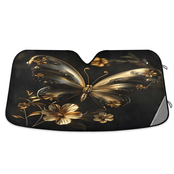 ALAZA 3d Golden Butterfly Windshield Sun Shade Car Foldable Visor Block UV Rays Protector 55"x27.6"