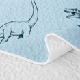 thumbnail image 5 of Feelyou Blue Dinosaur Wildlife Bed Spread Queen for Boys Girls, Simple Line Animal Queen Coverlet Set, Blue, 3-Piece, 5 of 7