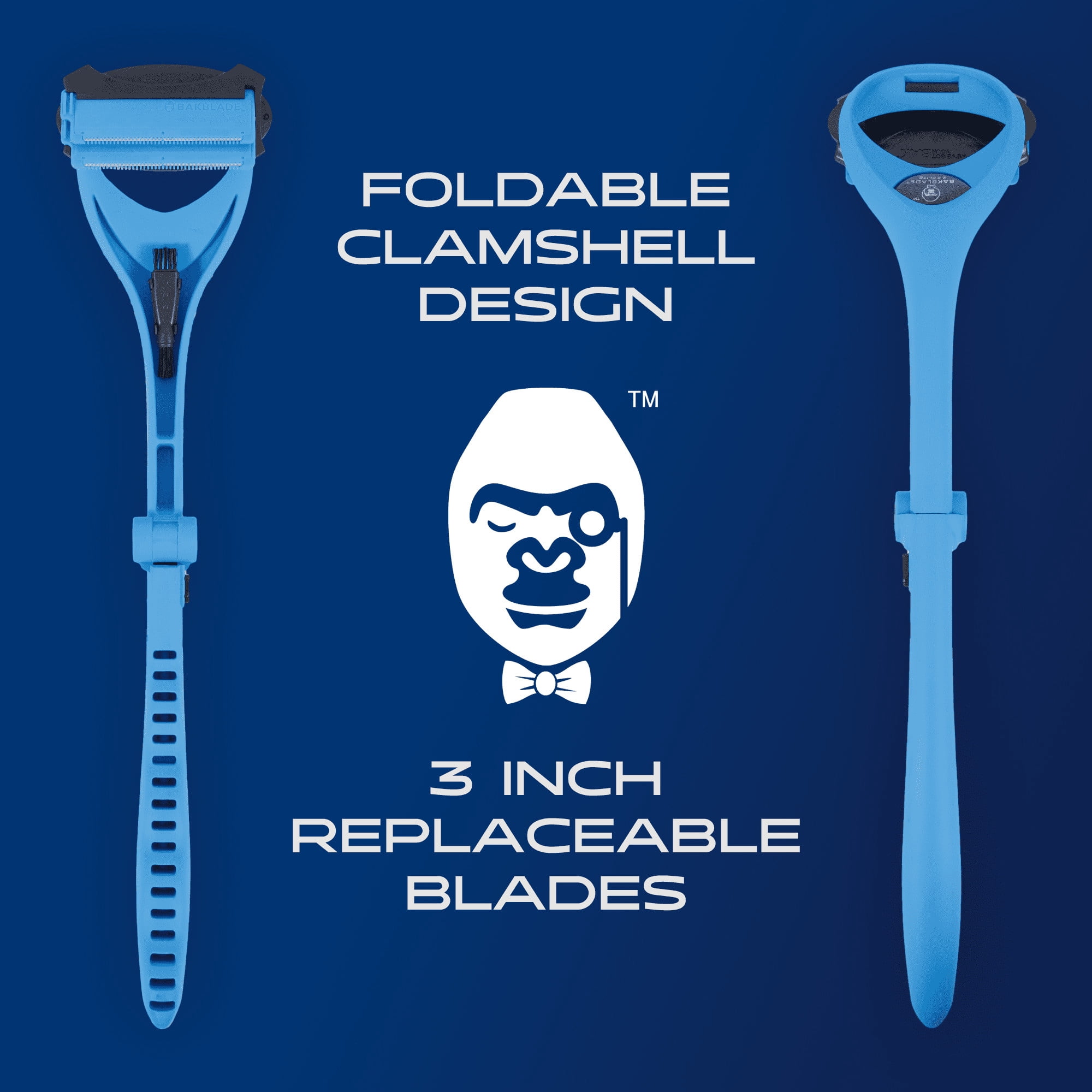 BakBlade 2.0 Mens Back Shaver with 2 Blade Refills, Ergonomic Razor for Wet or Dry Use