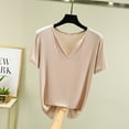 thumbnail image 2 of ZyeKqe Women's Pajamas Tops Soft Short Sleeve Tee Sleep Shirts V Neck T-Shirt Pjs Top Sleepwear, 2 of 5