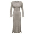 thumbnail image 5 of Women's Sweater Dress Long Sleeve Knitted Bodycon Maxi Long Sweater Dresses Khaki M, 5 of 5