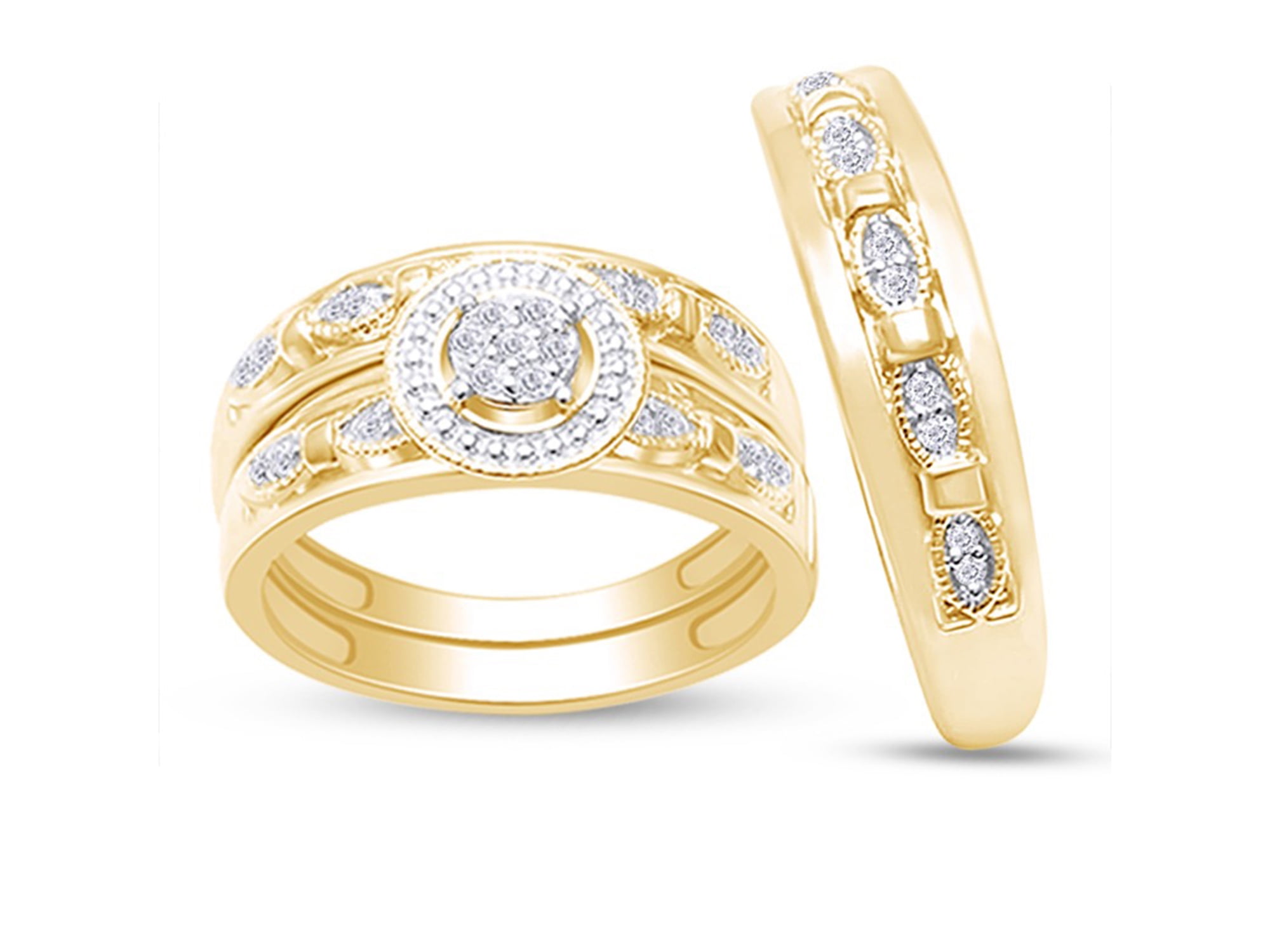 Diamond Wedding Band in 10K Yellow Gold G-H,I2-I3 Size-7 1/6 cttw,