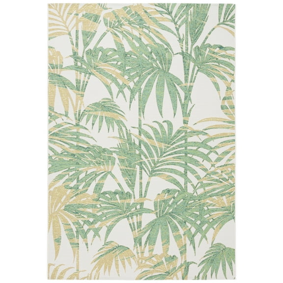SAFAVIEH Barbados Cahir Botanical Indoor/Outdoor Area Rug, Ivory/Green, 8' x 10'5"
