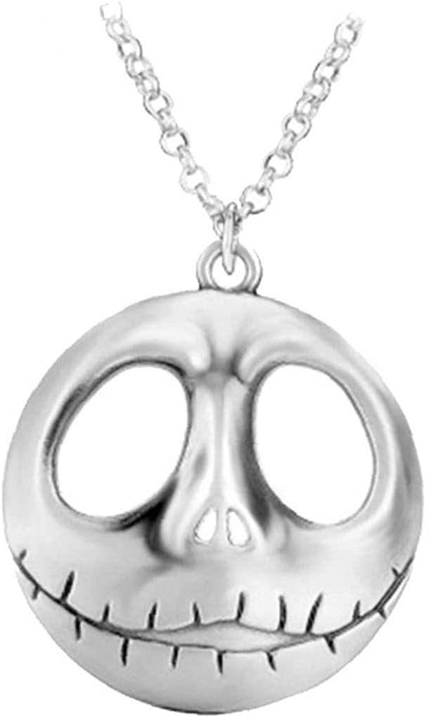 FREE GIFT BAG Silver Plated Skeleton Lovers Necklace Chain Goth Skull Halloween 