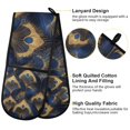 thumbnail image 2 of Yayeee Double Oven Mitt Kitchen Heat Resistant Baking 35" x7" Quilted Glove, Blue Peacock Feathers Pattern, 2 of 6