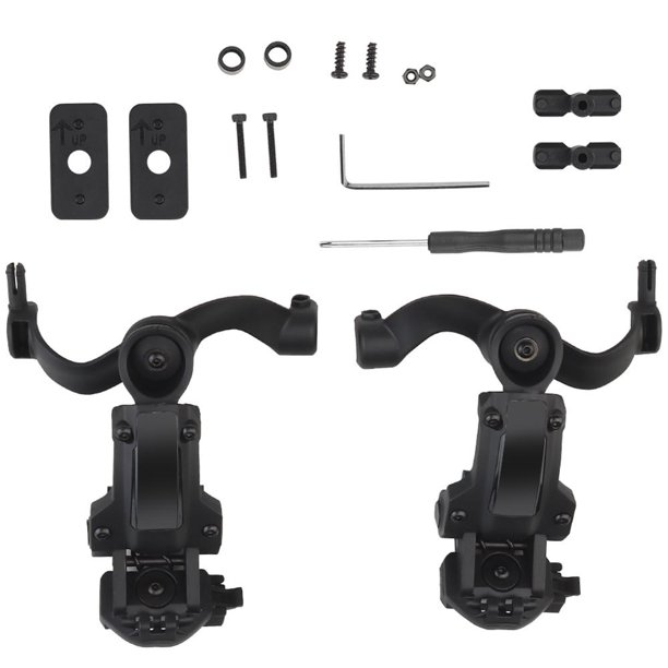 2 uds adaptador de riel para auriculares con orejeras adaptador de riel de montaje de casco de nailon (negro)