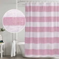 thumbnail image 5 of Pink Striped Shower Curtain, Waterproof Shower Curtains for Bathroom, Farmhouse Vintage Stripes Washable Fabric Bathtub Curtain Set Bath Decor with 12 Hooks Long 72"x84", 5 of 8