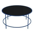thumbnail image 2 of Furniture of America Rockbel Table Basse Ronde Contemporaine à Dessus en Verre, Bleu, 2 of 5