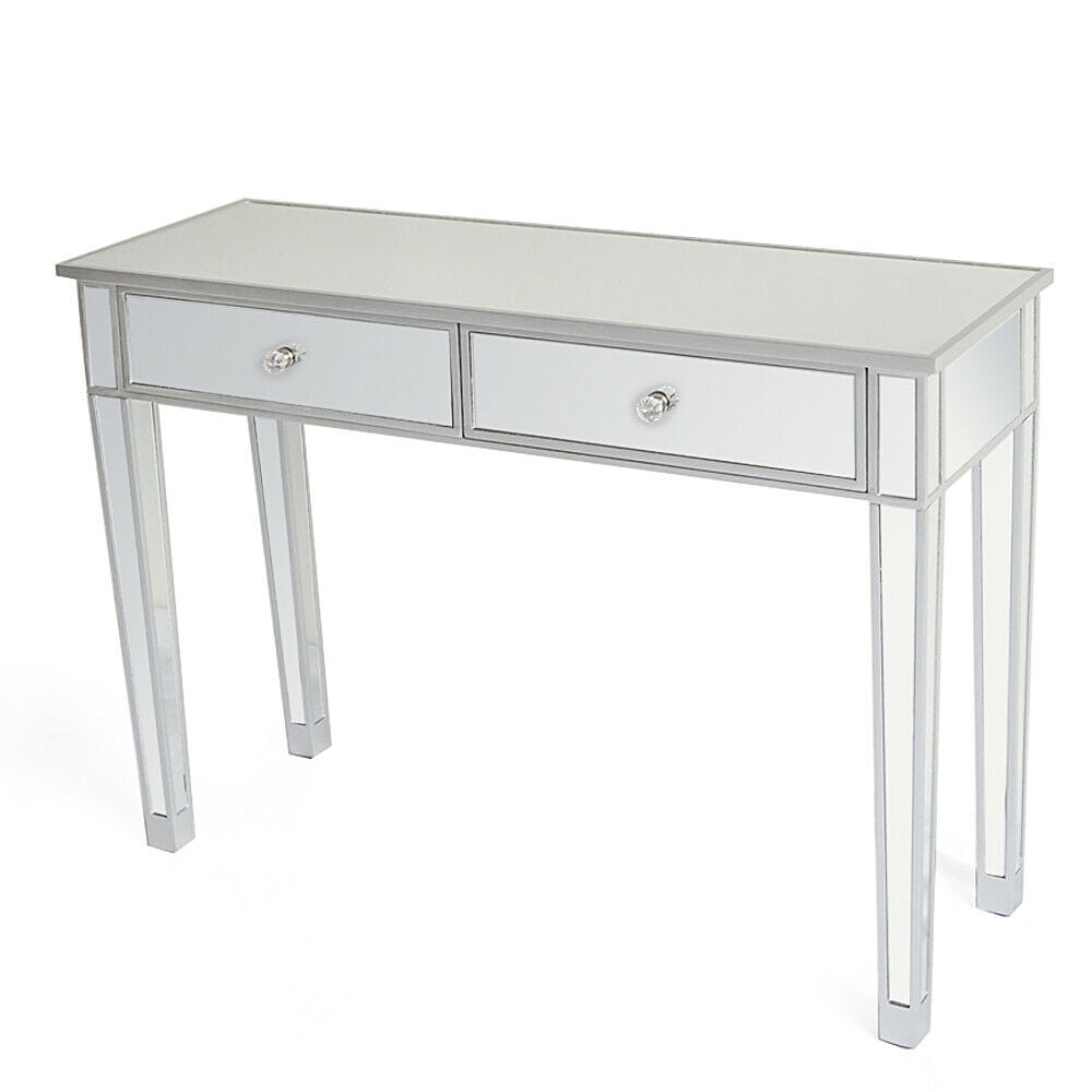 Details about   Modern 2-Drawers Mirrored Console Table Silver Bedroom Vanity Table Furniture 