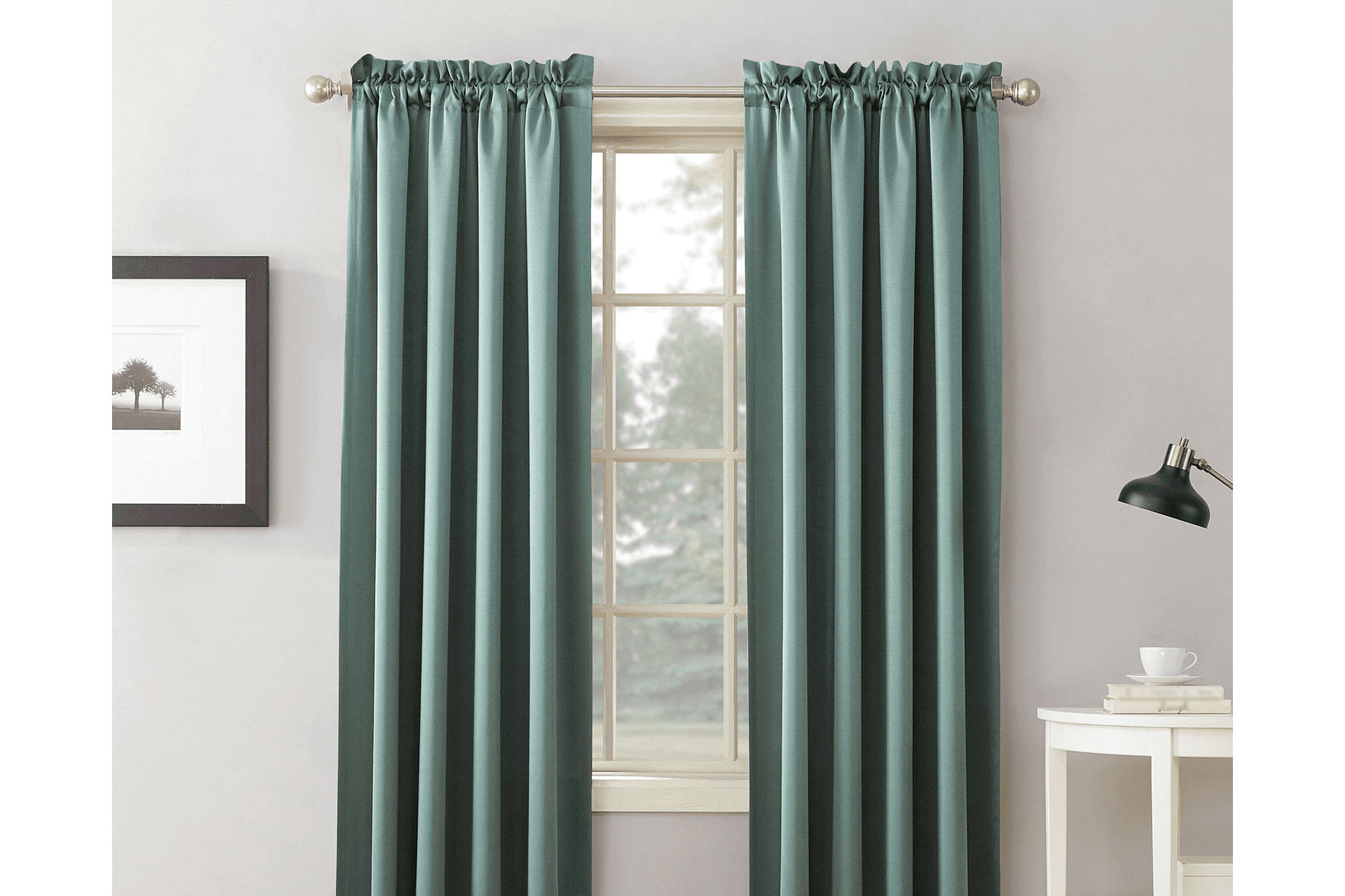 Sun Zero Emory Unlined 2 Pack Room Darkening Rod Pocket Curtain Panels