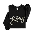 thumbnail image 3 of Jesus Sweatshirt for Women - Pearl Script Christian Faith Crewneck Pullover Black Sweatshirt Adult Small, 3 of 7