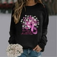 thumbnail image 5 of WREESH Breast Cancer Awareness Sweatshirt for Women Long Sleeve Shirts Floral Graphic Crewneck Casual Top Black, 5 of 5