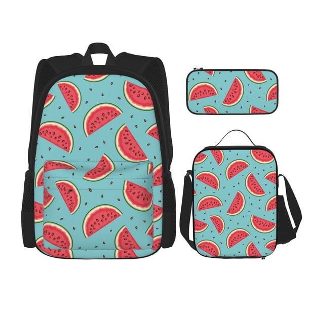 Balery Watermelon Mochila Escolar 3 en 1 para Niños - Mochila Resistente con Lonchera Térmica y Estuche - Mochila Escolar para Niños y Niñas