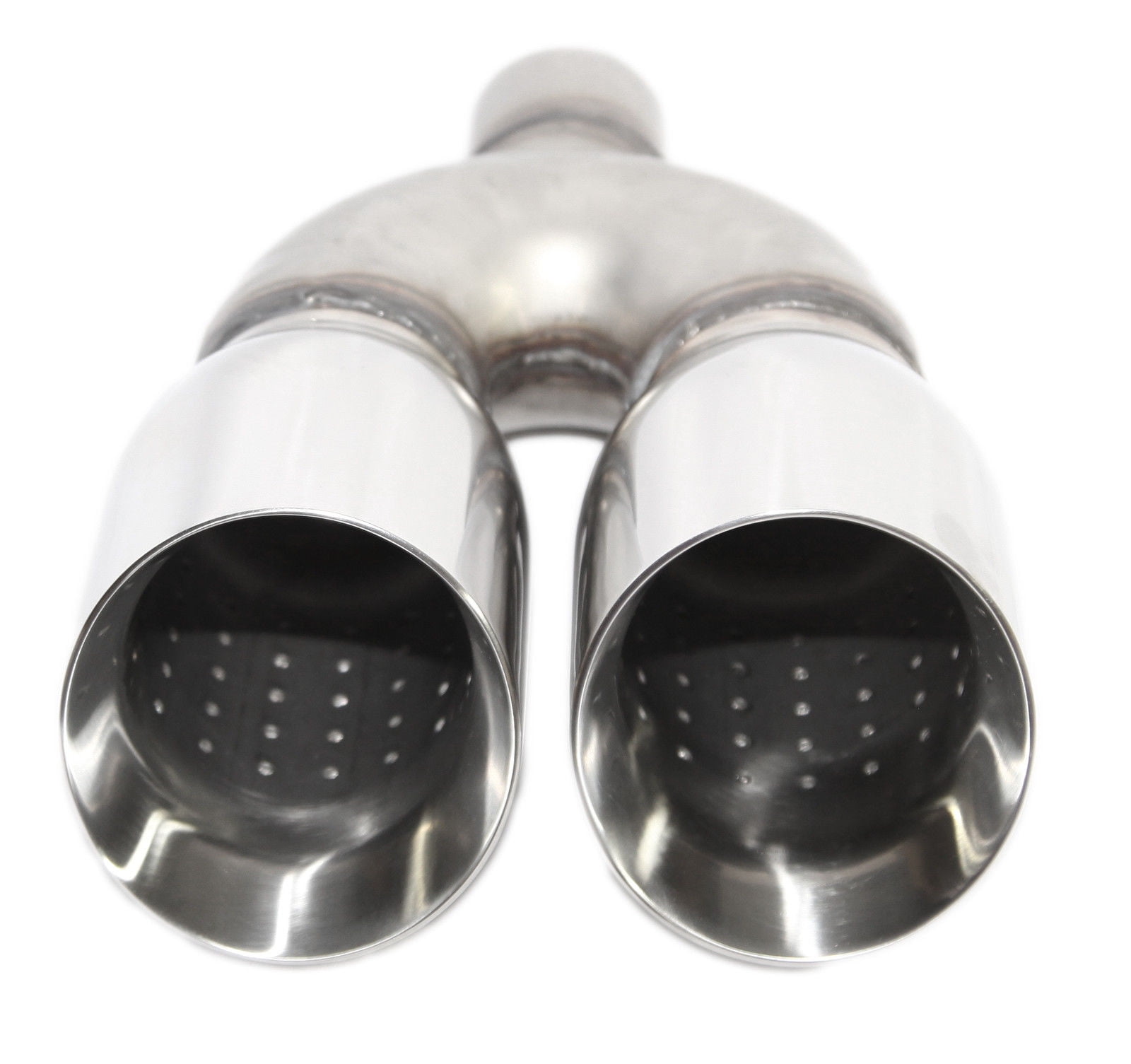 Dual Round Exhaust Tips 3.5" O.D. Tip with 2" O.D. 10" Length Piping